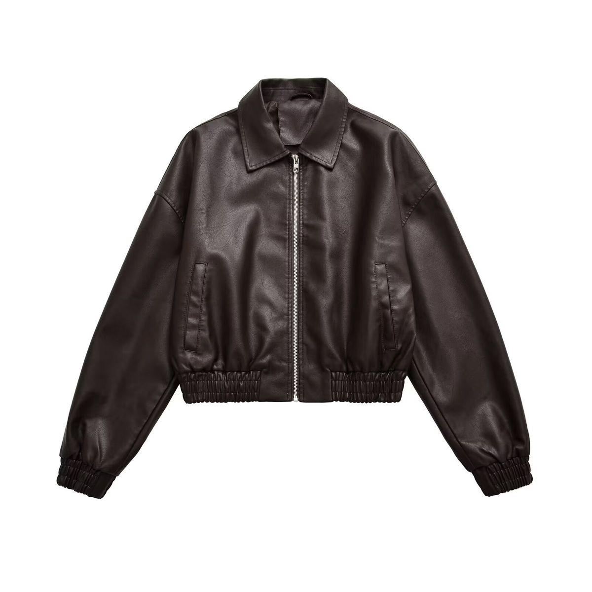 Women's Faux Leather Polo Collar Jacket – Stylish Autumn/Winter Outerwear For Casual & Office Wear (S-XL)_ecoleips.com