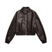Women's Faux Leather Polo Collar Jacket – Stylish Autumn/Winter Outerwear For Casual & Office Wear (S-XL)_ecoleips.com