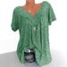 New Cross-border European American Women's Clothing 2019 Summer Hot-selling V-neck Loose Short-sleeve Printed T-shirt On_ecoleips.com