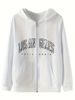 Women's Casual Loose Fitting Hooded Zip Up Cardigan Fleece Lined Top 5046 Print Autumn Winter European American Style_ecoleips.com