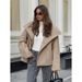 Khaki Woolen Coat Women's Autumn Thickened Double-Breasted Woolen Coat High-End Women's Clothing_ecoleips.com