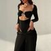 Women's Summer Fashion Long Sleeved Hollow out Crop Top Maxi Dress Travel Vacation Style_ecoleips.com