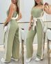 Women's Clothing New Side Striped Waist Suspender Jumpsuit_ecoleips.com