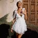 Women's Clothing Enchanted V-Back Mini Dress – Strapless Floral Princess Silhouette (Breathable Polyester, Corset-Inspired Lacing, Provençal Garden)_ecoleips.com