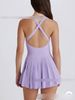 Women's Clothing Nude Sports Dress Breathable Anti-Exposure Bottoming Outdoor Running Fitness Tennis Skirt With Chest Pads_ecoleips.com