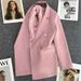 Women's Pink Blazer Jacket Slim-Fit Trendy Office Wear Casual Spring Autumn Outerwear Clothing_ecoleips.com