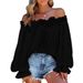 Hot-selling New Model: Elegant Casual Off-shoulder Long-sleeve Top With Ruffle Sleeves, Loose-fitting Standard Size_ecoleips.com