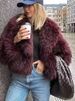 Luxury Faux Fur Coat – Wine Red Short Jacket, Oversized Fit, High-End Velvet-Like Texture, XS-L, Fashionable Streetwear Essential_ecoleips.com