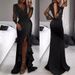 Women's Clothing Hip Wrapped Mid Waist Black Literary Mesh Sequins Temperament Commuter Long Skirt Dress_ecoleips.com