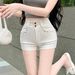 Women's Early Autumn Stylish Sexy White Shorts Unique Straight Leg Casual A-Line Hot Pants_ecoleips.com