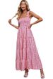 Women's Clothing Sexy Backless Floral Print Dress Strapless Gown High Waist Long Skirt Self Vacation Style Dress_ecoleips.com