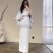 Elegant Satin Wrap Dress With Belt – Batwing Sleeve Midi Dress For Work & Evening (S-Xxl, Dusty Blue Poly-Cotton Blend)_ecoleips.com