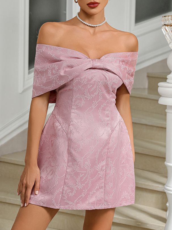 Women's Clothing Sexy Backless Embroidered Pink Dress_ecoleips.com