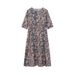Spring Summer Printed Round Neck Casual Set Loose Long Dress With Pockets Middle Sleeve Cross-Border Women's Fashion_ecoleips.com