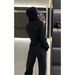 Women's Clothing Black Hooded Sweater Suit Thickened Late Autumn And Early Winter Wear A Complete Set Of Casual Sportswear Two Piece Suit_ecoleips.com