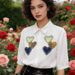 Black Shirt Minimalist Style Geometric Heart Shaped Button Retro Puff Sleeves Women's Clothing Tops_ecoleips.com