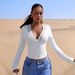 European And American Cross-border Ins 2026 New V-neck Lace Trim Sexy Hot Girl Long-sleeve Slim-fit Top_ecoleips.com