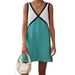 Voya New Women's Foreign Trade European And American Women's Clothing Summer V-neck Loose Sleeveless Tank Dress_ecoleips.com