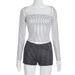 Women's Sexy Contrast Color 3-Piece Outfit Long Sleeve Draped Cape Polka Dot Shorts Set Retro Streetwear Black White XS XL_ecoleips.com