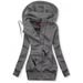 2026 European And American Foreign Trade Autumn Winter New Women's Clothing Patchwork Drawstring Pocket Hooded Slim_ecoleips.com