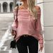 "Women's Off-Shoulder Knit Sweater - Soft Turtleneck Pullover, Loose Fit Long Sleeve, Autumn Winter Fashion, Solid Color Casual Chic"_ecoleips.com