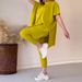 Women's Solid Color Round Neck Large Size Short-sleeved Slit Sweater Casual Suit_ecoleips.com