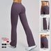 Women's Clothing High Waisted Brushed Yoga Pants Women's Tight Fitting Wide Leg Flare Sports Fitness Micro Flare Pants_ecoleips.com