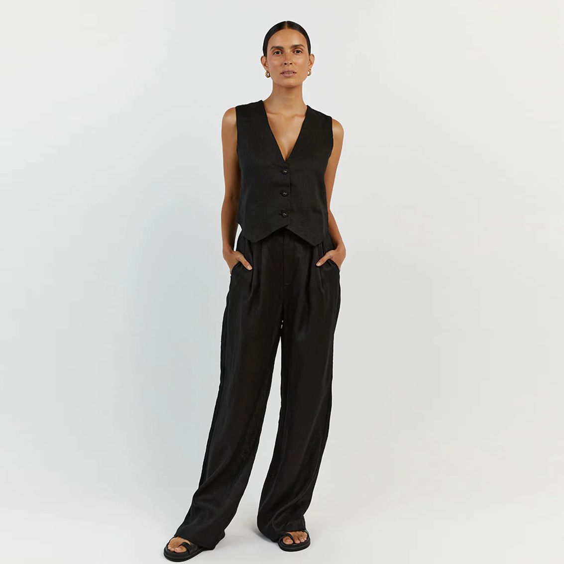 Women's Clothing Summer New Cotton And Linen Sleeveless Vest Vest Trousers Two Piece Suit Female Casual Fashion Suit_ecoleips.com