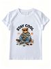 Women Crew Neck Short Sleeve T Shirt Stay Cool Skateboard Sunglasses Bear Coffee Graphic Tee Retro Skater Hip Hop Loose Casual Streetwear Tops_ecoleips.com