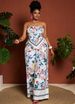 Curvy Tropical Floral Halter Two-Piece Set, Wide Leg Pants Vacation Outfit_ecoleips.com