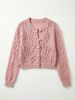 French Retro Openwork Round Neck Long Sleeve Cardigan Knit Top_ecoleips.com