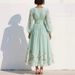 Women's Floral Print Dress V Neck Long Sleeve Pleated Women's Clothing_ecoleips.com
