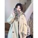 Elegant Double-Faced Wool Coat For Women - Long Loose Fit Trench Coat With Polo Collar, Spring Winter Fashion Outerwear (Beige, Black)_ecoleips.com