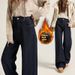 Denim Blue Fleece-lined Flared Jeans For Women, 2025 Autumn And Winter New Style, Loose Fit, Slimming, Non-clingy,_ecoleips.com