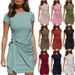 2026 Summer New Short-sleeved Round Neck Ruffle Bow Belt Irregular Dress_ecoleips.com