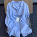French Style Linen-Blend Blue Shirt For Women - Vintage Loose Fit Long Sleeve Casual Top With Sun Protection_ecoleips.com
