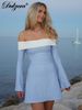 Dulzura Off Shoulder Long Sleeves Slim Mini Dress Women's Sexy Elegant Outfit Prom Birthday Party Clubwear Spring Dress_ecoleips.com