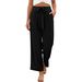 Voya 2026 Spring/Summer European And American Solid Color Nine-Point New Belted Women's Wide-Leg Casual Pants_ecoleips.com