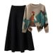 Women's Clothing New Large Size Pullover Knitted Sweater Women Slim All Match Dress Two Piece Suit_ecoleips.com