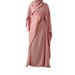2025 Traditional Clothing Abaya Cross Mirror Muslim Robe Long Sleeve Loose Belt Solid Color Women's Wear_ecoleips.com