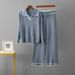 Women's High Waist Knitted Two-Piece Suit - Lapel Contrast Casual Pant Set For Spring & Autumn_ecoleips.com