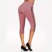 New Side-cutout Yoga Pants, High-waisted Knitted With Contrasting Color Lace, Tight-fitting Cropped Leggings_ecoleips.com