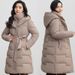 Women's Winter Padded Parka Coat With Hood, Long Quilted Jacket For Cold Weather, Warm Polyester Filling, Plus Size Available_ecoleips.com