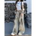Women's Clothing Hot Girl Retro Distressed Ripped Wide Leg Jeans Women's High Waist Loose Slim Straight Trousers Trendy_ecoleips.com