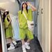 Women's Avocado Green Sporty Fashion Set High End Style Casual Loose Fit Two Piece Set for Couples Short Sleeved Shirt And Shorts_ecoleips.com
