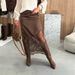 Women's Sexy Lace Panel Solid Color Bodycon Midi Skirt – Slimming Casual Office Gown For Fall Winter 2026_ecoleips.com