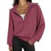 Women's Half-Zip Velvet Sweatshirt – Stand Collar Pullover In 12 Colors (S-XXL) | Soft & Stylish Winter Top_ecoleips.com