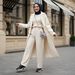 Muslim Loose Lazy Style Solid Color Knitted Zipper Lapel Sweater Dress For Women_ecoleips.com