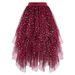 Women's High-waisted Slimming Tulle Skirt, Versatile High-waisted Slimming Mesh Midi Skirt, Tulle Skirt, Mid-length Princess Skirt With Ruffles._ecoleips.com