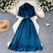 Women's A-Line Long Dress With Collar Short Sleeves Sophisticated Style For Summer And Commuting_ecoleips.com
